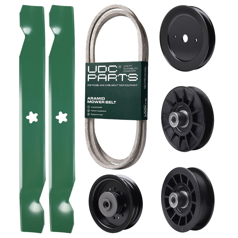 Products -  UDC Parts Mower Kit / Belt 130969 + Pulley 532129861 + Pulley 532194326 + Pulley 532194327 + Pulley 532196104 + 2 Pack Blades 138497 / Fits Husqvarna YTH22V42LS