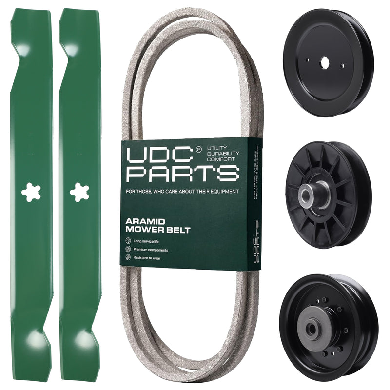 Products -  UDC Parts Mower Kit / Belt 130969 + Pulley 532129861 + Pulley 532194326 + Pulley 532196104 + 2 Pack Blades 138497 / Fits Husqvarna YTH22V42LS