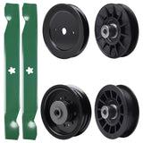  UDC Parts Mower Kit / Pulley 532129861 + Pulley 532194326 + Pulley 532194327 + Pulley 532196104 + 2 Pack Blades 138497 / Fits Husqvarna YTH22V42LS