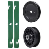 test -  UDC Parts Mower Kit / Pulley 532129861 + Pulley 532194327 + 2 Pack Blades 138497 / Fits Husqvarna YTH22V42LS