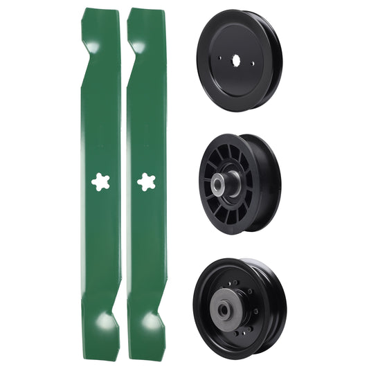 test -  UDC Parts Mower Kit / Pulley 532129861 + Pulley 532194327 + Pulley 532196104 + 2 Pack Blades 532138497 / Fits Husqvarna GTH27V52LS