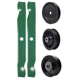 test -  UDC Parts Mower Kit / Pulley 532129861 + Pulley 532194327 + Pulley 532196104 + 2 Pack Blades 532138497 / Fits Husqvarna GTH27V52LS