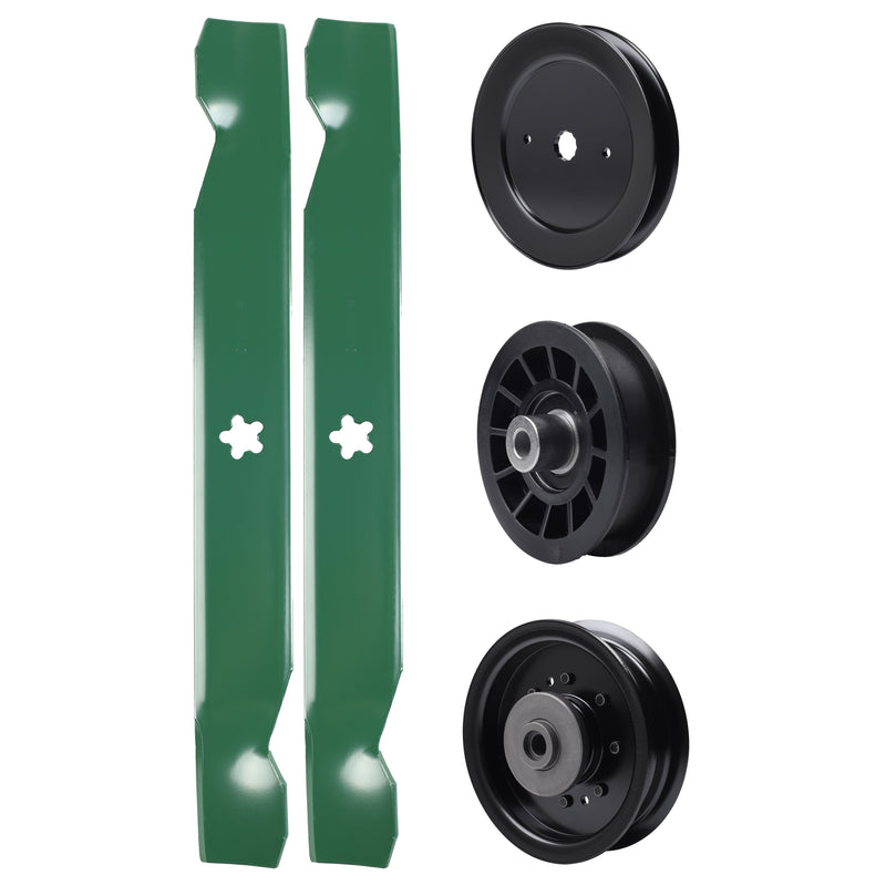 test -  UDC Parts Mower Kit / Pulley 532129861 + Pulley 532194327 + Pulley 532196104 + 2 Pack Blades 532138497 / Fits Husqvarna GTH27V52LS