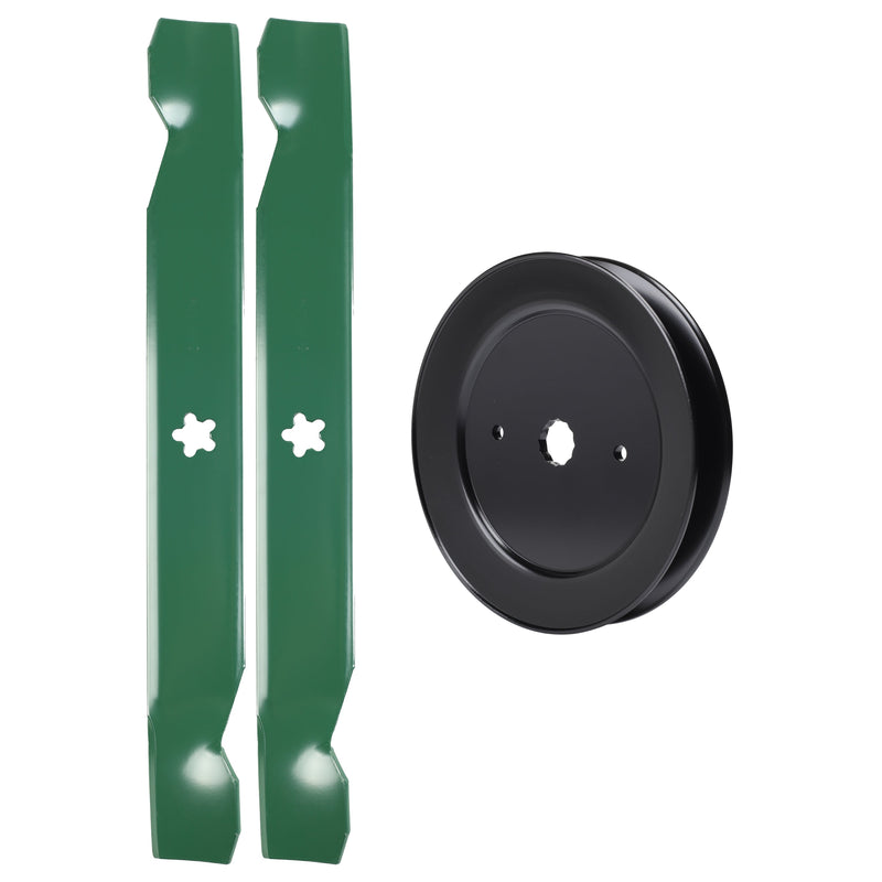  UDC Parts Mower Kit / Pulley 129861 + 2 Pack Blades 138497 / Fits AYP RE12538B
