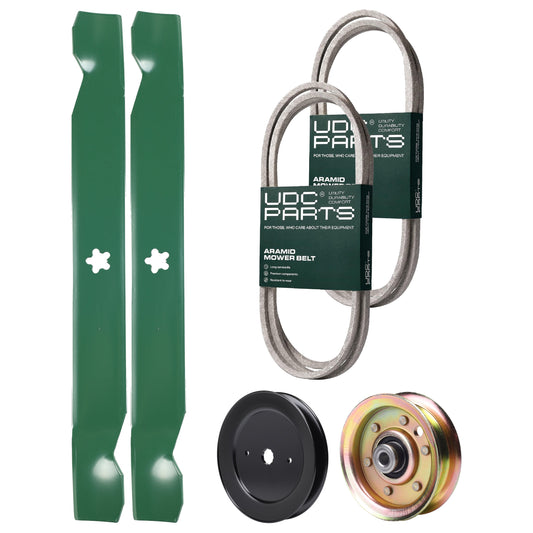 Products -  UDC Parts Mower Kit / Belt 138255 + Belt 144959 + Pulley 129861 + Pulley 173437 + 2 Pack Blades 138971 / Fits Husqvarna LT150 LT16542 LT18542 YT150 YT155