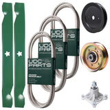 Bulk Lawn Mower Pulleys -  UDC Parts Mower Kit / Belt 140294 + Belt 174368 + Belt 180808 + Pulley 129861 + Pulley 173437 + Spindle 532174356 + 2 Pack Blades 138971 / Fits Jonsered LT2122A2