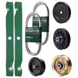 Wholesale Lawn Mower Parts -  UDC Parts Mower Kit / Belt 140218 + Belt 144959 + Pulley 129861 + Pulley 532194326 + Pulley 532196106 + Pulley 173437 + 2 Pack Blades 138971 / Fits Husqvarna YTH2042 XP