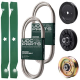 Products -  UDC Parts Mower Kit / Belt 140218 + Belt 144959 + Pulley 129861 + Pulley 532194326 + Pulley 173437 + 2 Pack Blades 138971 / Fits Husqvarna YTH2042 XP