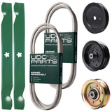 Products -  UDC Parts Mower Kit / Belt 140218 + Belt 144959 + Pulley 129861 + Pulley 532196106 + Pulley 173437 + 2 Pack Blades 138971 / Fits Husqvarna YTH2042 XP
