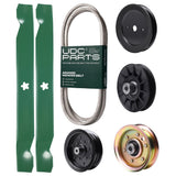 Products -  UDC Parts Mower Kit / Belt 144959 + Pulley 129861 + Pulley 532194326 + Pulley 532196106 + Pulley 173437 + 2 Pack Blades 138971 / Fits Husqvarna YTH2042 XP