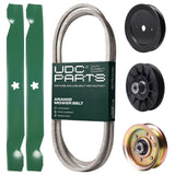 Products -  UDC Parts Mower Kit / Belt 144959 + Pulley 129861 + Pulley 532194326 + Pulley 173437 + 2 Pack Blades 138971 / Fits Husqvarna YTH2042 XP