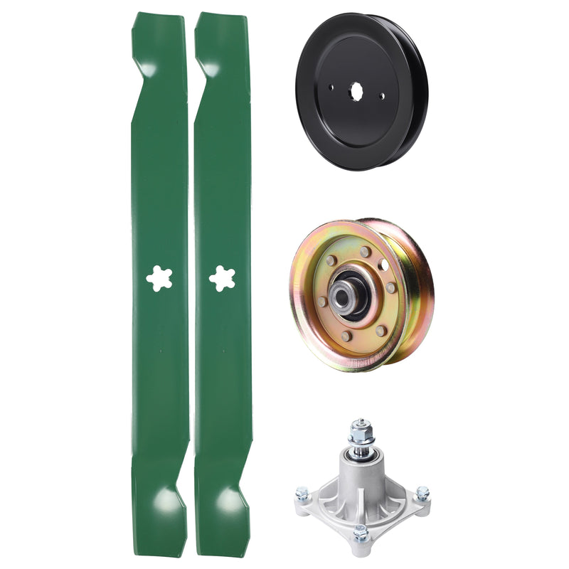 Products -  UDC Parts Mower Kit / Pulley 129861 + Pulley 173437 + Spindle 532174356 + 2 Pack Blades 138971 / Fits Husqvarna LTH1542 YTH130