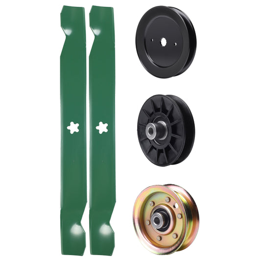 test -  UDC Parts Mower Kit / Pulley 129861 + Pulley 532194326 + Pulley 173437 + 2 Pack Blades 138971 / Fits Husqvarna YTH2042 XP