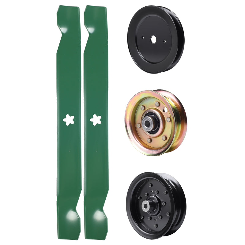 test -  UDC Parts Mower Kit / Pulley 129861 + Pulley 532196106 + Pulley 173437 + 2 Pack Blades 138971 / Fits Husqvarna YTH2042 XP