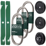Bulk Lawn Mower Pulleys -  UDC Parts Mower Kit / Belt 130969 + Belt 144959 + Belt 197253 + Pulley 129861 + Pulley 195945 + Pulley 532194326 + 2 Pack Blades 138971 / Fits Husqvarna TS142
