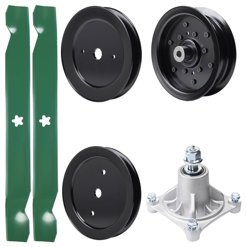 Products -  UDC Parts Mower Kit / Pulley 129861 + Pulley 195945 + Pulley 532196106 + Spindle 532174356 + 2 Pack Blades 138971 / Fits Husqvarna RZ4219