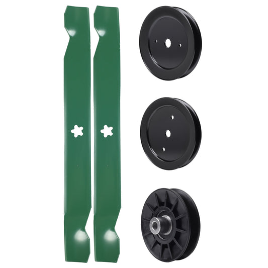 test -  UDC Parts Mower Kit / Pulley 129861 + Pulley 195945 + Pulley 532194326 + 2 Pack Blades 138971 / Fits Husqvarna TS142 TS142T YTH22K42