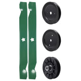 test -  UDC Parts Mower Kit / Pulley 129861 + Pulley 195945 + Pulley 532194326 + 2 Pack Blades 138971 / Fits Husqvarna TS142 TS142T YTH22K42