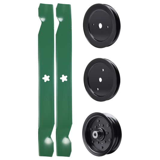 test -  UDC Parts Mower Kit / Pulley 129861 + Pulley 195945 + Pulley 532196106 + 2 Pack Blades 138971 / Fits Husqvarna RZ4219