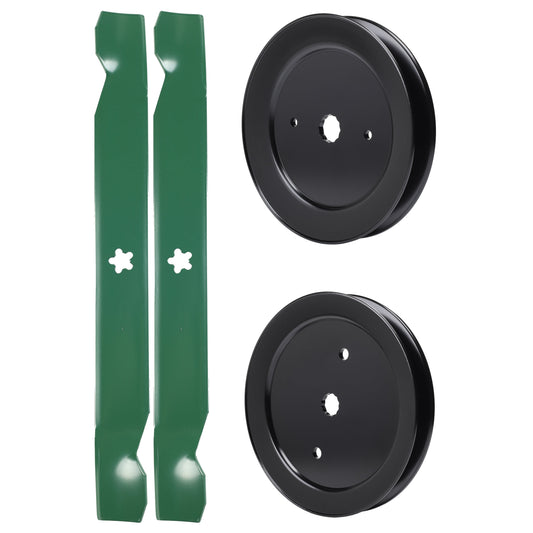 test -  UDC Parts Mower Kit / Pulley 195945 + Pulley 532129861 + 2 Pack Blades 138971 / Fits Husqvarna RZ4221BF