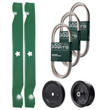 Products -  UDC Parts Mower Kit / Belt 130969 + Belt 140218 + Belt 144959 + Pulley 129861 + Pulley 532196106 + 2 Pack Blades 138971 / Fits Husqvarna LOYTH20F42T YTH20F42T YTH2242T