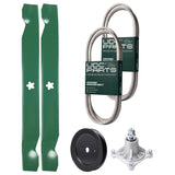 Products -  UDC Parts Mower Kit / Belt 140294 + Belt 144959 + Pulley 129861 + Spindle 532174356 + 2 Pack Blades 138971 / Fits Husqvarna LTH1542 YTH130