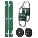 Products -  UDC Parts Mower Kit / Belt 532194346 + Belt 138255 + Pulley 129861 + Pulley 532194326 + 2 Pack Blades 138971 / Fits Husqvarna LT152