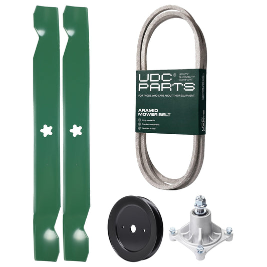 Products -  UDC Parts Mower Kit / Belt 144959 + Pulley 129861 + Spindle 532174356 + 2 Pack Blades 138971 / Fits Husqvarna LTH1542 YTH130