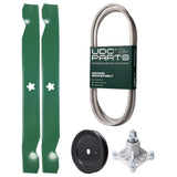 Products -  UDC Parts Mower Kit / Belt 144959 + Pulley 129861 + Spindle 532174356 + 2 Pack Blades 138971 / Fits Husqvarna LTH1542 YTH130