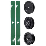 test -  UDC Parts Mower Kit / Pulley 129861 + Pulley 532194326 + Pulley 532196106 + 2 Pack Blades 138971 / Fits RedMax YT1842