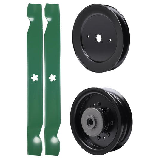test -  UDC Parts Mower Kit / Pulley 129861 + Pulley 532196104 + 2 Pack Blades 138971 / Fits Husqvarna RZ4619 RZ4620 RZ5422 RZ5424