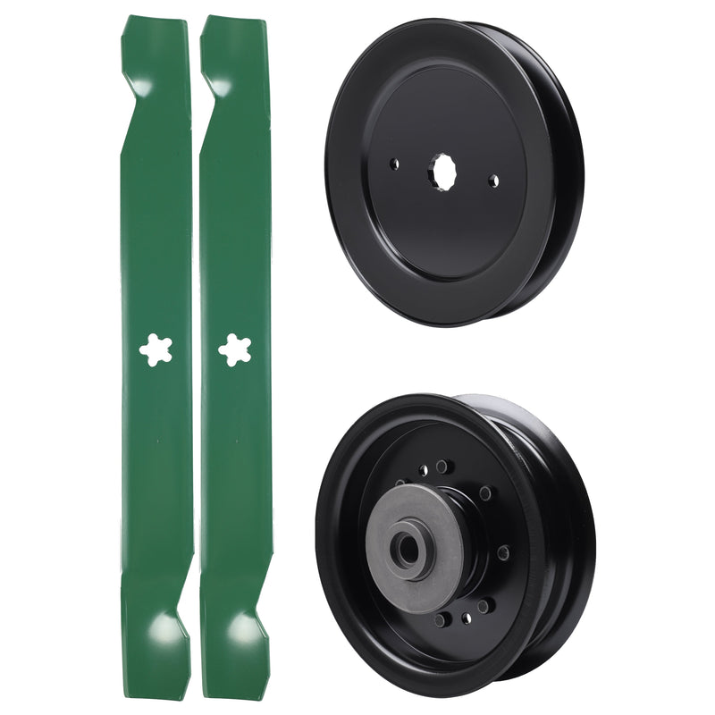test -  UDC Parts Mower Kit / Pulley 129861 + Pulley 532196104 + 2 Pack Blades 138971 / Fits Husqvarna RZ4619 RZ4620 RZ5422 RZ5424
