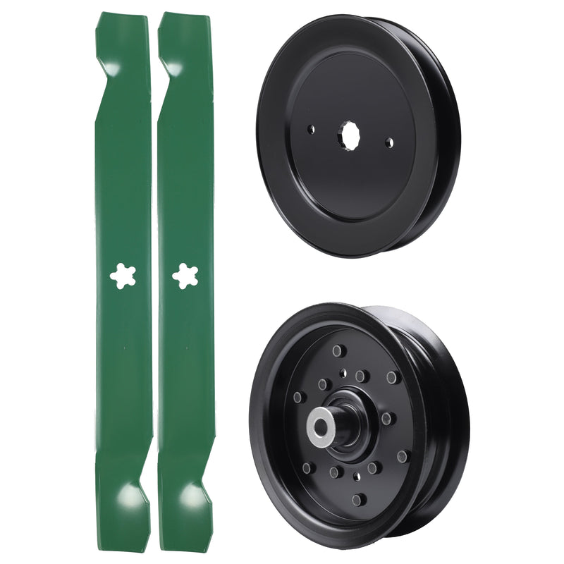 test -  UDC Parts Mower Kit / Pulley 129861 + Pulley 532196106 + 2 Pack Blades 138971 / Fits RedMax YT1842