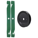  UDC Parts Mower Kit / Pulley 129861 + 2 Pack Blades 138971 / Fits Poulan 279370 3420-74B HD145H42A HD145H42B HD145H42C HD145H42E HD145H42F HD145H42G HD145H42H HD145H42J PB1842LT PB1842LY PB18542LT