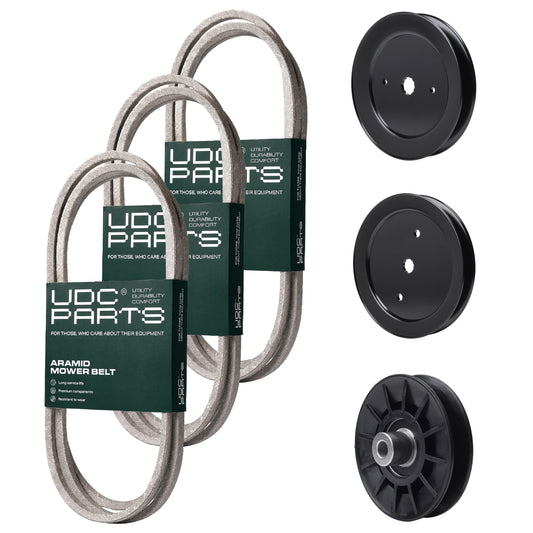Wholesale Lawn Mower Parts -  UDC Parts Mower Kit / Belt 130969 + Belt 144959 + Belt 197253 + Pulley 129861 + Pulley 195945 + Pulley 532194326 / Fits Husqvarna TS142