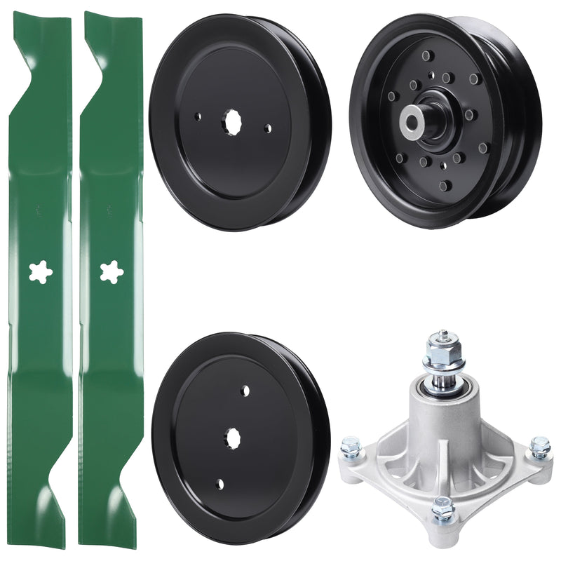 Products -  UDC Parts Mower Kit / Pulley 129861 + Pulley 195945 + Pulley 532196106 + Spindle 532174356 + 2 Pack Blades 405380 / Fits Husqvarna RZ4219