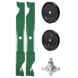 Products -  UDC Parts Mower Kit / Pulley 129861 + Pulley 195945 + Spindle 532174356 + 2 Pack Blades 405380 / Fits Husqvarna RZ4219
