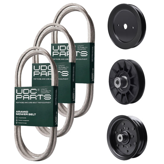 Products -  UDC Parts Mower Kit / Belt 130969 + Belt 140218 + Belt 144959 + Pulley 129861 + Pulley 532194326 + Pulley 532196106 / Fits Husqvarna LOYTH20F42T YTH20F42T YTH2242T