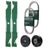Products -  UDC Parts Mower Kit / Belt 130969 + Belt 405143 + Pulley 532129861 + Pulley 532196104 + 2 Pack Blades 405380 / Fits Husqvarna YTH2242TDF