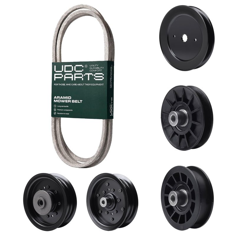 Products -  UDC Parts Mower Kit / Belt 130969 + Pulley 532129861 + Pulley 532194326 + Pulley 532194327 + Pulley 532196104 + Pulley 532196106 / Fits Husqvarna YT42DXL YT42DXLS YTH2642TDF