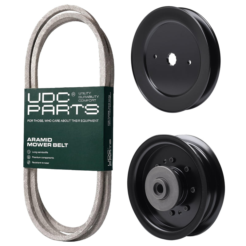 Products -  UDC Parts Mower Kit / Belt 130969 + Pulley 532129861 + Pulley 532196104 / Fits Husqvarna TS348 YT42DXL YT42DXLS YT42XLS YT48XLS YTH2242TDF YTH2242TDRF YTH2242TF YTH22V42LS YTH23V42LS YTH24V42LS