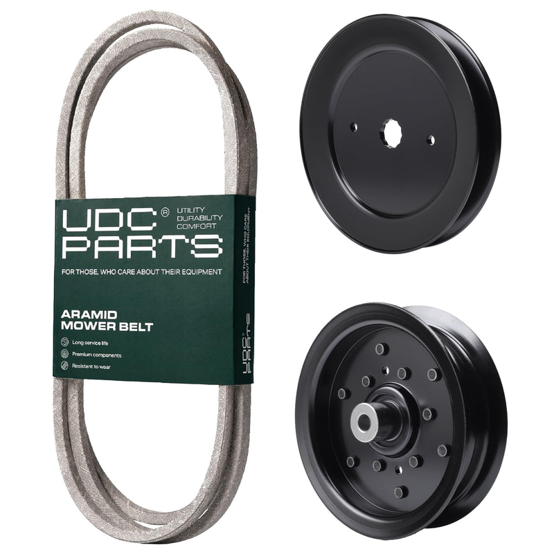  UDC Parts Mower Kit / Belt 140218 + Pulley 129861 + Pulley 532196106 / Fits Husqvarna GTH2654T GTH26K54T LGT2554 LOYTH20F42T YTH2042 XP YTH20F42T YTH2242T YTH2454T YTH2754 XP