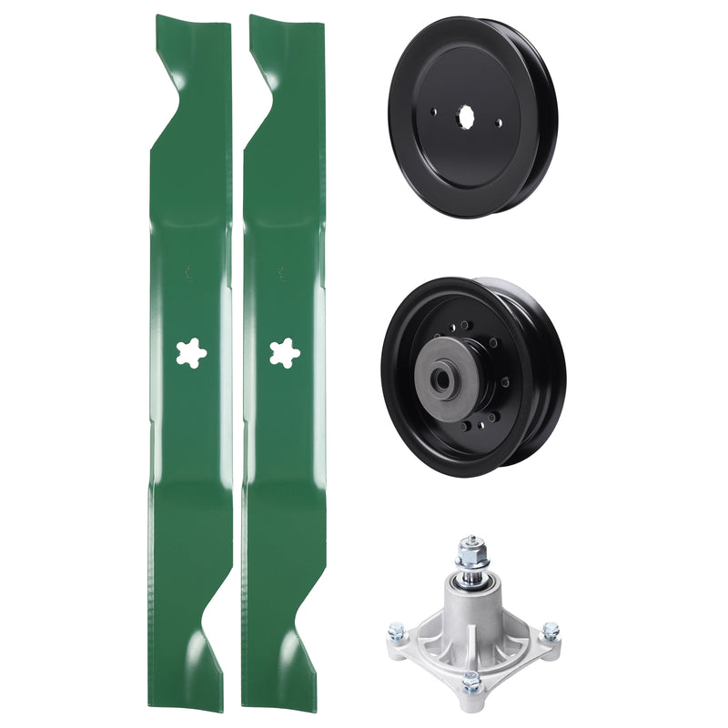 Products -  UDC Parts Mower Kit / Pulley 129861 + Pulley 532196104 + Spindle 532174356 + 2 Pack Blades 405380 / Fits Husqvarna LSZ4622 LSZ5422 LSZ5424