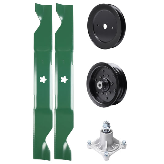 Products -  UDC Parts Mower Kit / Pulley 129861 + Pulley 532196106 + Spindle 532174356 + 2 Pack Blades 405380 / Fits Husqvarna LSZ4622 LSZ5422 LSZ5424 RZ4219