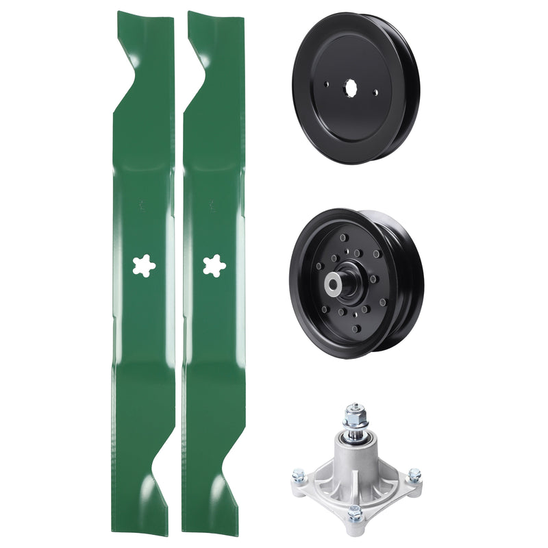 Products -  UDC Parts Mower Kit / Pulley 129861 + Pulley 532196106 + Spindle 532174356 + 2 Pack Blades 405380 / Fits Husqvarna LSZ4622 LSZ5422 LSZ5424 RZ4219