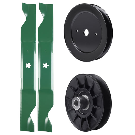 test -  UDC Parts Mower Kit / Pulley 532129861 + Pulley 532194326 + 2 Pack Blades 405380 / Fits Husqvarna YTH2242TDF
