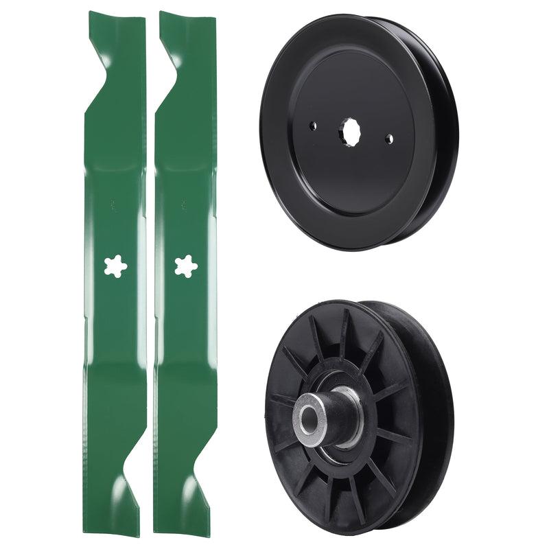 test -  UDC Parts Mower Kit / Pulley 532129861 + Pulley 532194326 + 2 Pack Blades 405380 / Fits Husqvarna YTH2242TDF