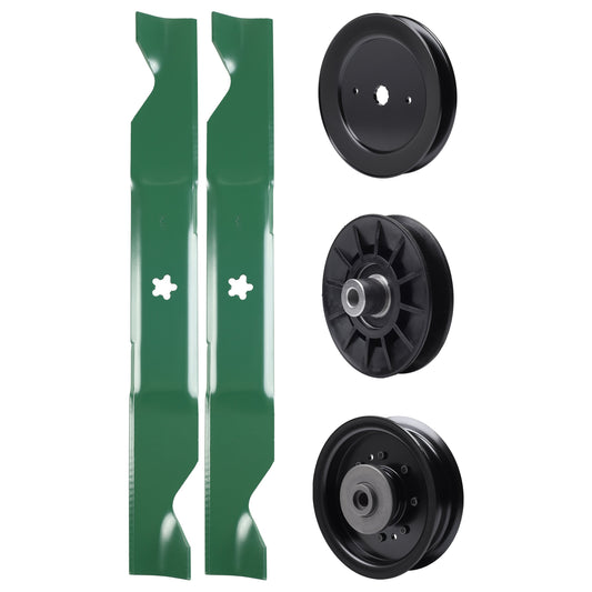 test -  UDC Parts Mower Kit / Pulley 532129861 + Pulley 532194326 + Pulley 532196104 + 2 Pack Blades 405380 / Fits Husqvarna YTH2242TDF