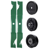 test -  UDC Parts Mower Kit / Pulley 532129861 + Pulley 532194326 + Pulley 532196104 + 2 Pack Blades 405380 / Fits Husqvarna YTH2242TDF