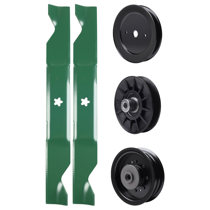 test -  UDC Parts Mower Kit / Pulley 532129861 + Pulley 532194326 + Pulley 532196104 + 2 Pack Blades 405380 / Fits Husqvarna YTH2242TDF